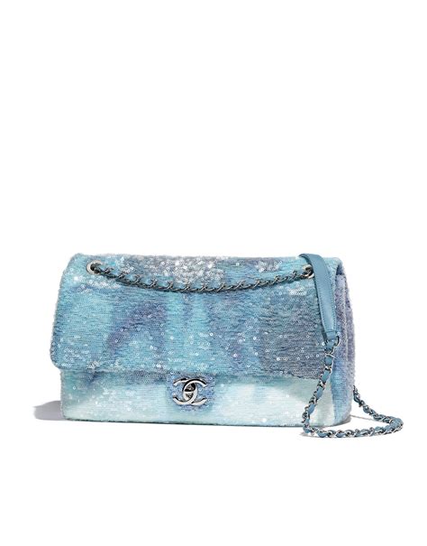 chanel blue sequin bag|sparkly Chanel bag.